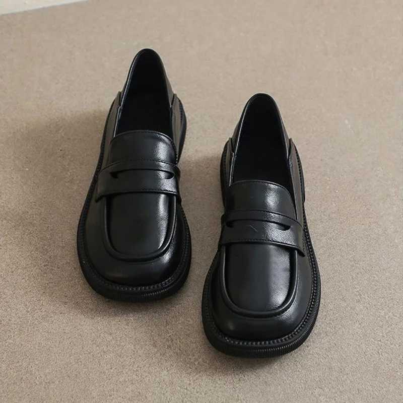 High Quality New Womens Leather Shoes UK Square Toe Low Foot Mat Daily Sliding Casual Shoes Academy Style JK Shoes Lolita Pump T241024