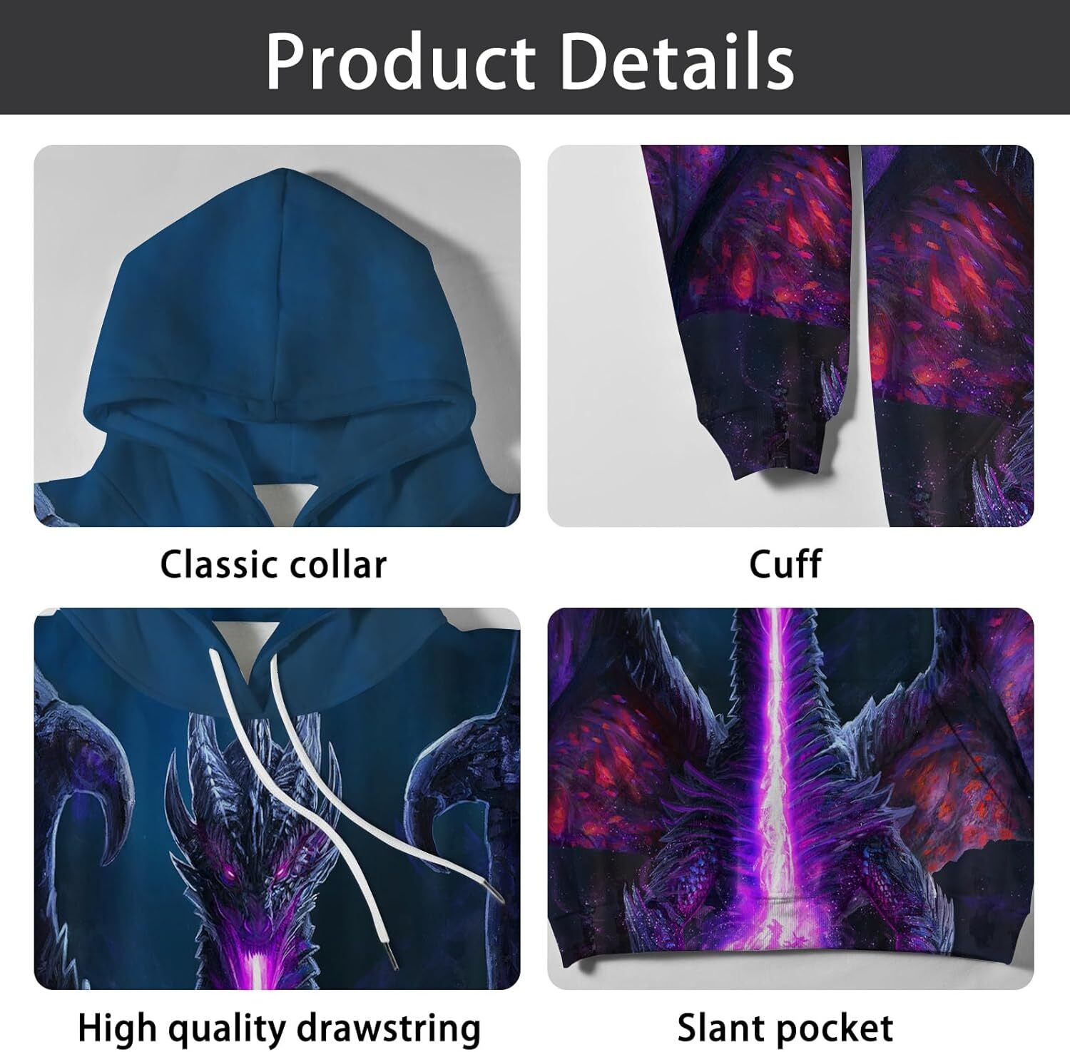 Hoodie for Mens Womens Mens Dragon Hoodie Sweatshirt for Men Boys, Coolall-match for Men, Soft Novelty Hoodies Graphic Hoodies sweatshirt Pullover Lon