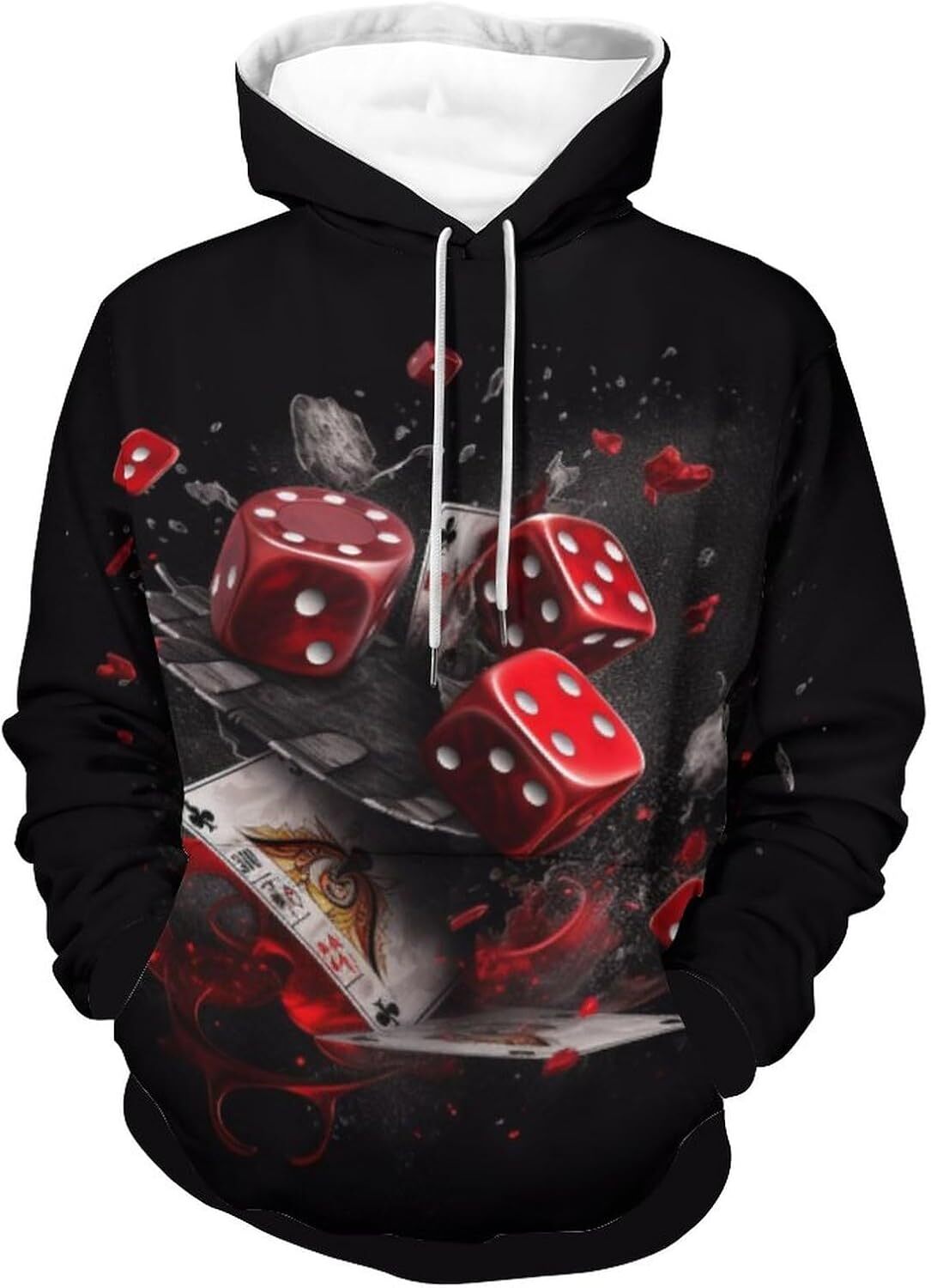 Hoodie for Mens Womens Mens Novelty Dices Hoodies Pullover Athletic Hoodies Sweatshirts Casual Pocket Tops Long Sleeve Graphic Fashionable and Warm