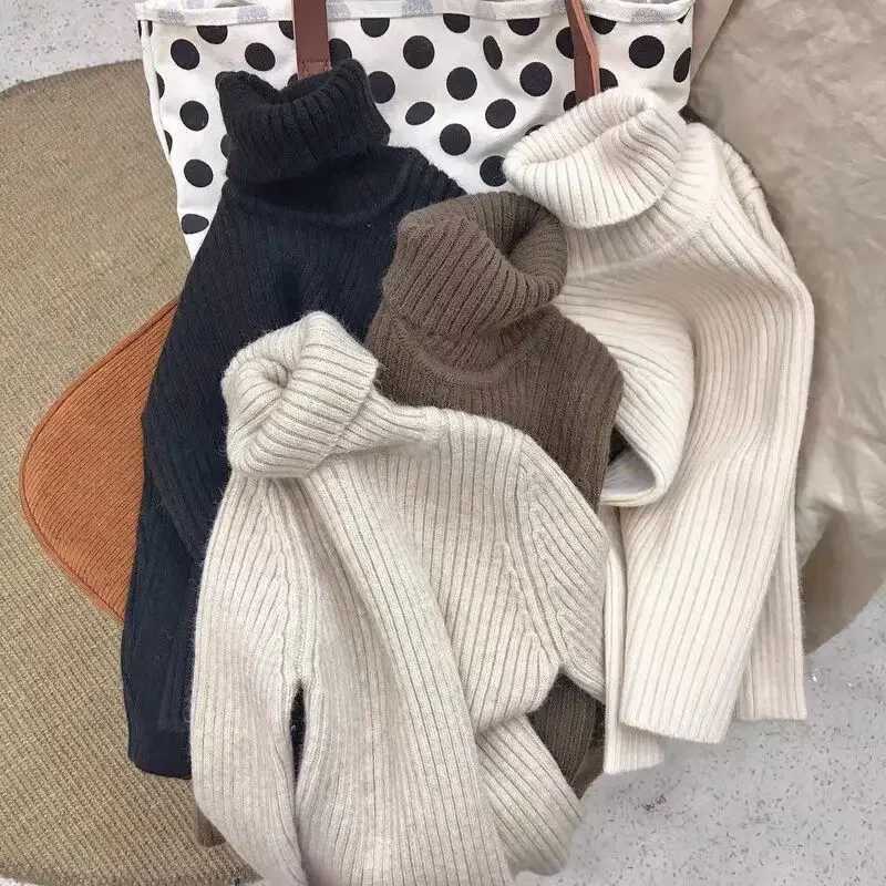 Boys and Girls Autumn and Winter Thick Bottom Sweaters Girls Sweaters Girls High Neck From Inside Out W241025