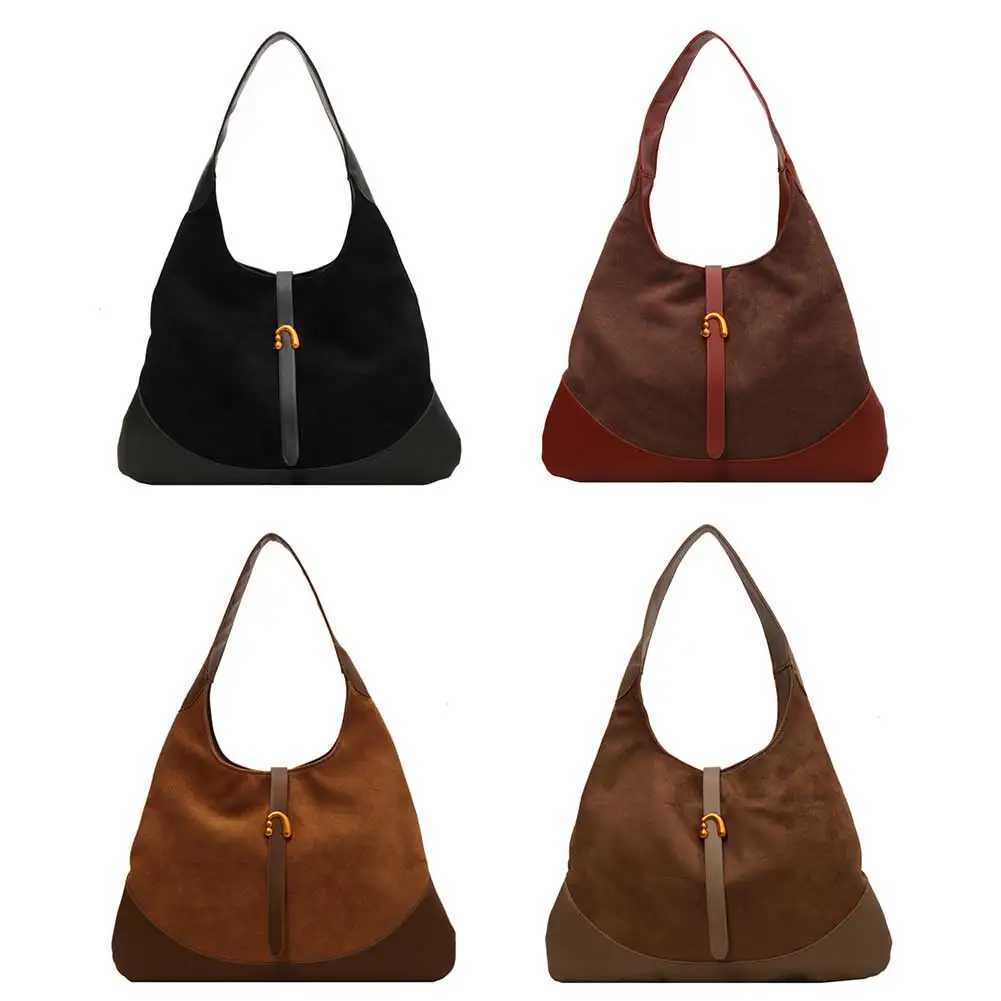 Women Faux Suede Tote Bag Fashion Shoulder Patchwork Designer Handbag Chic Hobo Outdoor Travel 241025