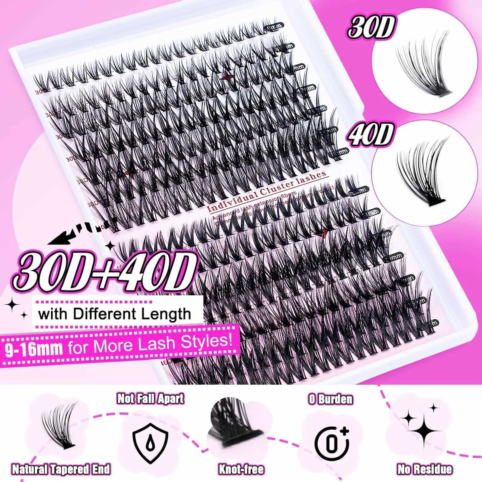 30D 40D False Eyelash Extension Set 9-16mm DIY Polyester Eyelash Adhesive and Sealer Pushing Set Realistic Appearance Eyelash MakeupW241024