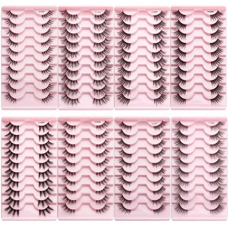 YSDO 3/10 Double Wispy Half Eyelash Fluffy False Eyelash Strip Soft Artificial Mink Eyelash Makeup Roll Eyelash Extension ToolW241024