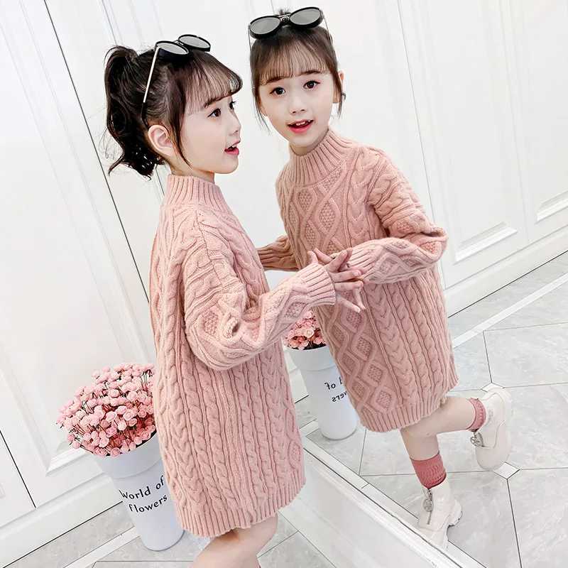 3-13 year old girls knitted sweater 2024 new Korean style girls long hair clothes autumn and winter wool childrens clothing W241025