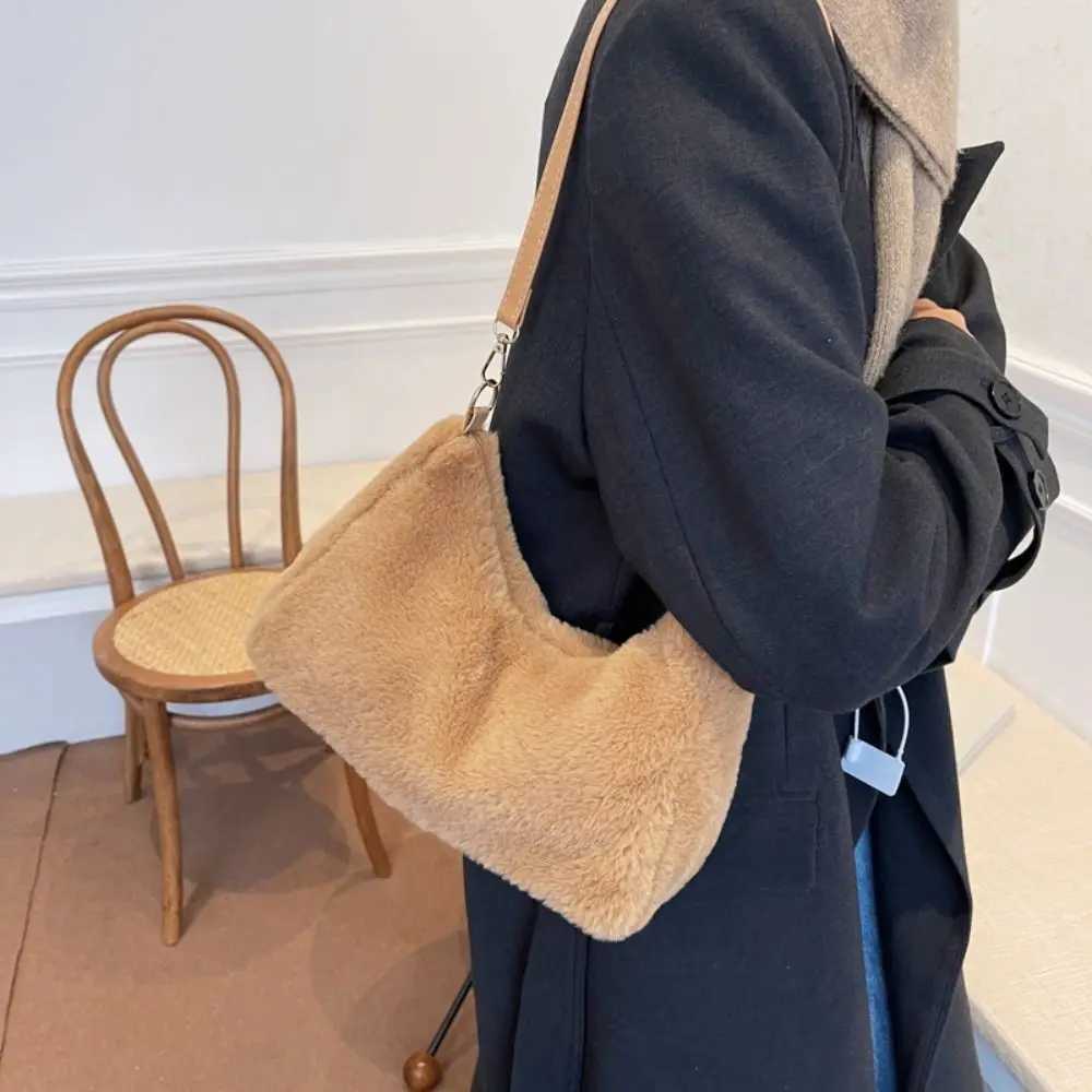 faux fur Fi mini handbag designer womens wallet fluffy soft plush shopping bag warm winter Y241025