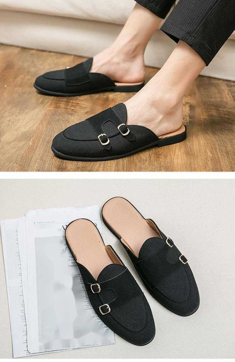 Men Dress Shoes Small Leather Shoes Breathable Summer British Half Slipper Sandals Korean Version One Foot Lazy Casual Shoes Male 241009