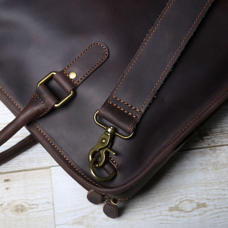 New Leather Men's Business Leisure Handbag With Cowhide Horizontal Style And Large Capacity Single-Shoulder Messenger Briefcase