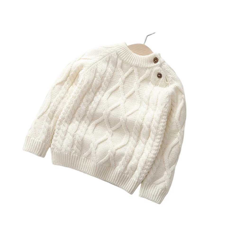 Baby boy girl sweater childrens wool thickened autumn winter zipper round neck long sleeved wool clothing girl torn sweater W241025