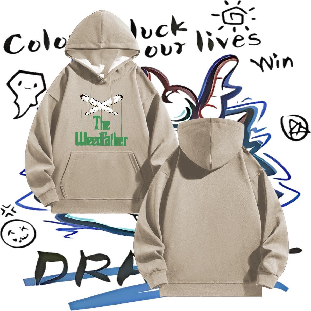 Free Shipping Men Hoodie Anime Printing Street Loose Men's Hooded Sweatshirt Long Sleeve Drawstring Black Khaki Blue Top Hoodie 350g Cotton