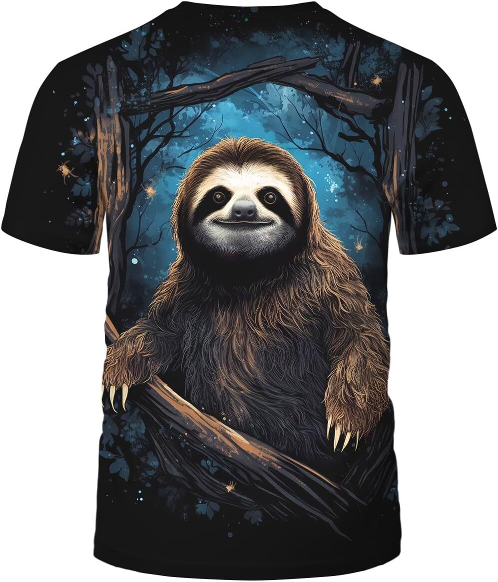 Mens T shirt Unisex Sloth Pattern 3D Printed Shirt Tops Casual Animal Short Sleeve T-Shirt for Men Women Tees tee Casual tops summer clothes cool