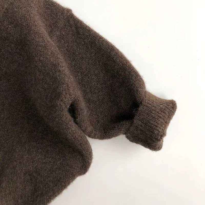 Baby Autumn Korean Solid Sweater Childrens Boys and Girls Winter Long Sleeve Polo Knitted Childrens Thick Wool Zipper Top W241025