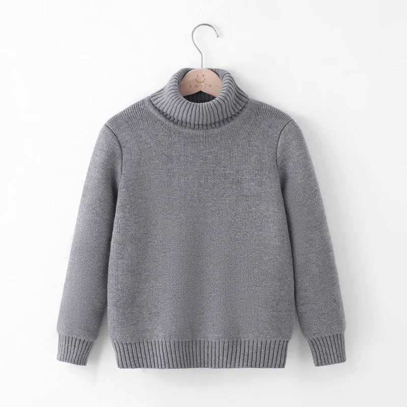 Childrens thick sweater baby solid bottom shirt boys and girls high neck sweater childrens winter warm top for 3-10 years old W241025