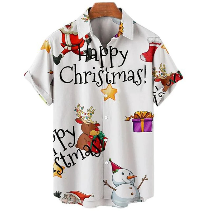 Summer Funny Hawaiian Shirts 3d Print Christmas Casual Men Women Beach Short Sleeve Blouse Fashion Mens Vocation Lapel Camisa 241025