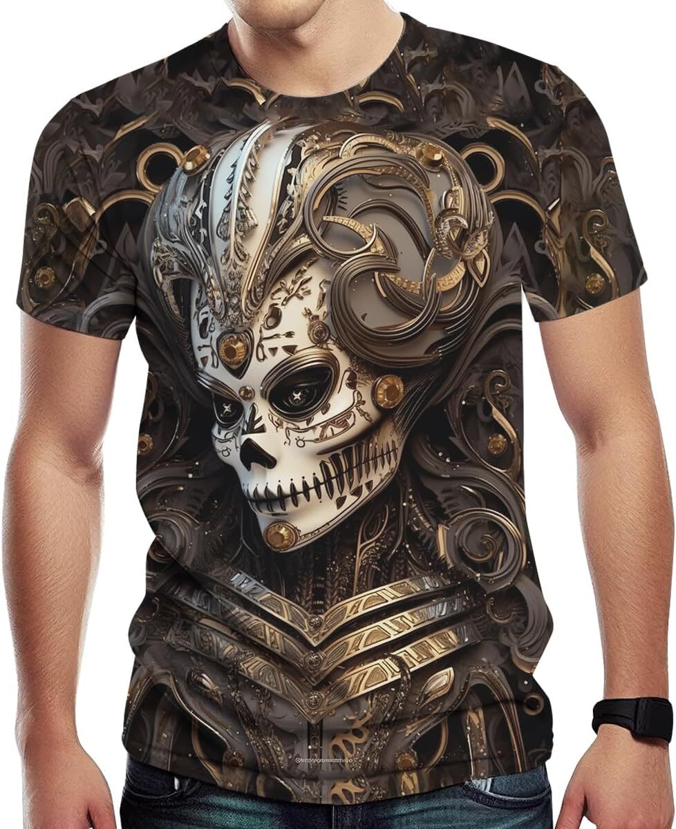 Mens T shirt Psychedelic Dark Skull T-Shirt Retro Skeleton Queen Shirt Tee tee Casual tops summer clothes Hip hop trend