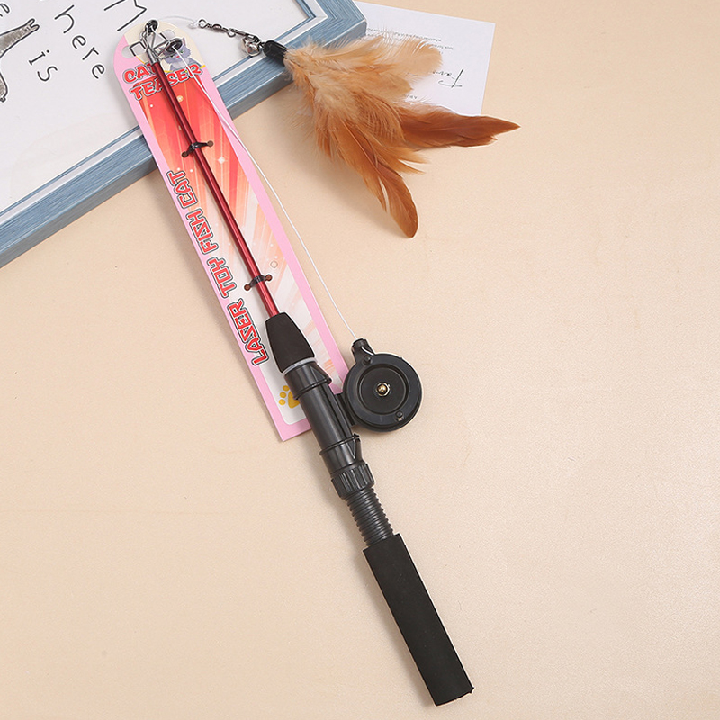 Feather Replacement Teaser Wholesale Pet Toys Fishing Reel Wheel Cat Interactive Training Telescopic Pole Cross Border Fishing Rods