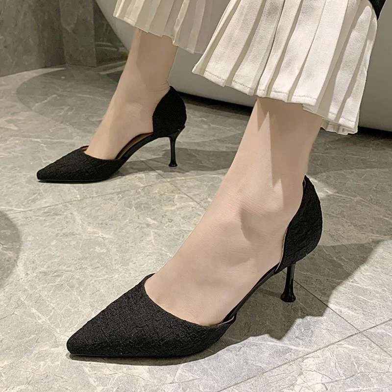 Womens Shoes 2024 Basic Womens High Heels Sexy Party Pump Womens Wrinkles Sliding on Corntoes Super Ultra Thin High Heels Women 241024