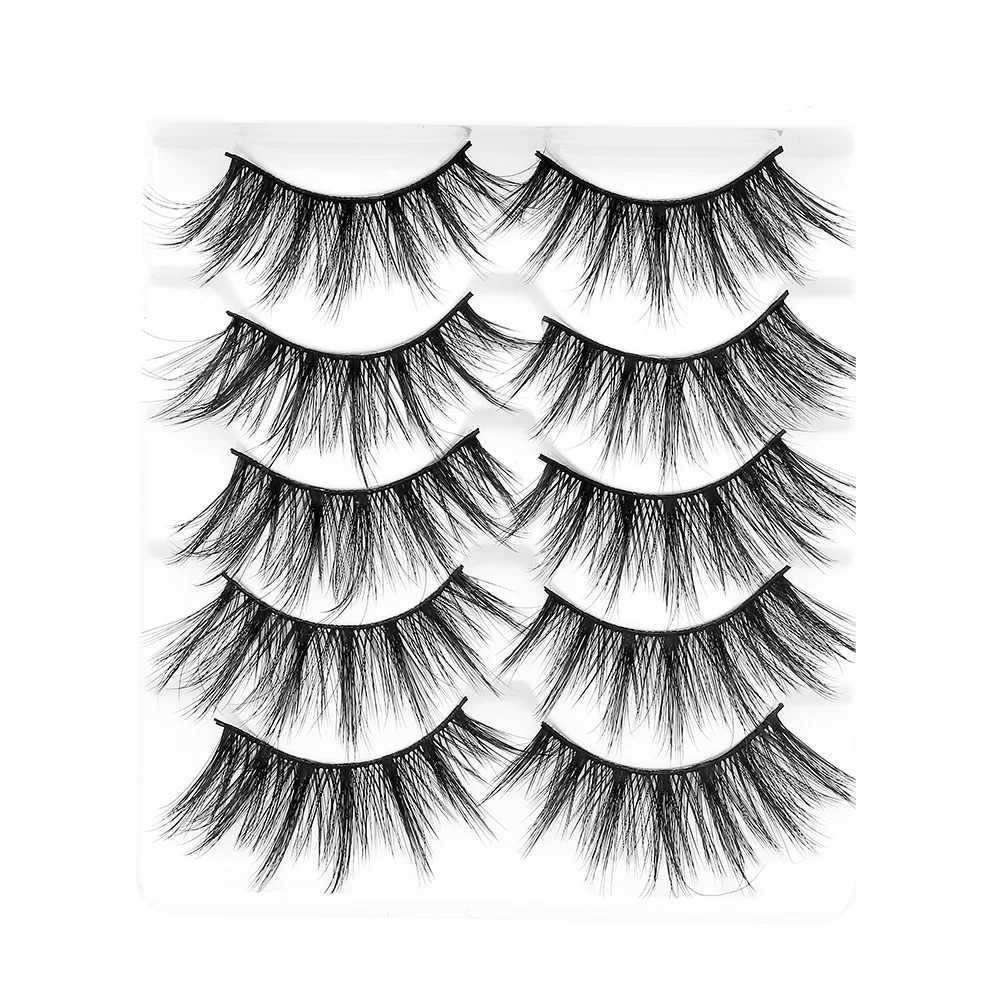 QSTY 5 pairs of 3D mink wig thick curly eyelashes full length eyelashes eyelash extensions fashionable womens eye makeupW241024