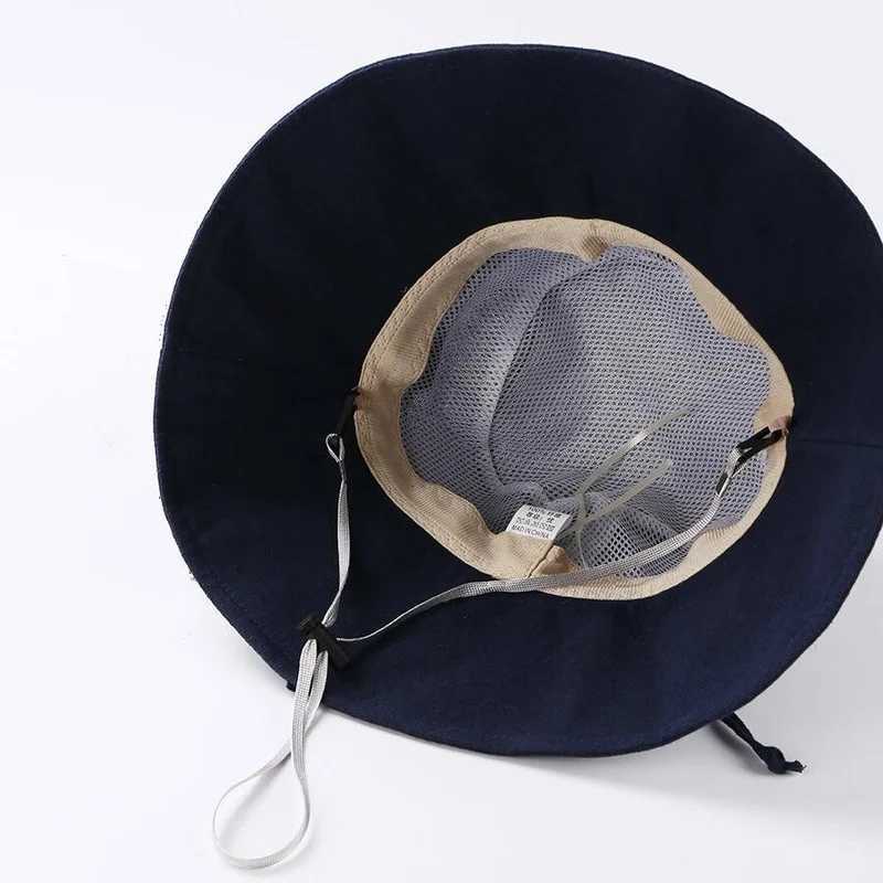 Summer Cotton Black Solid Color Simple Bob Hip Hop Bucket Hat Mens Womens Panama Beach Fishing Casual Sun Cap Fisherman CapsX241025