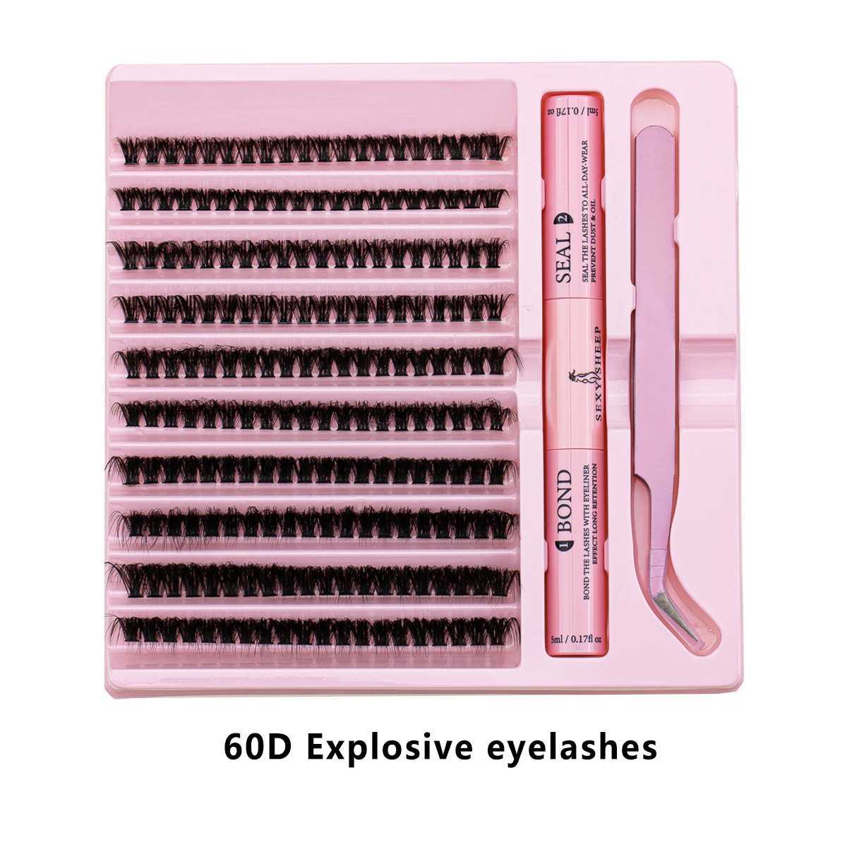 Personal eyelash extension cluster full volume natural appearance 9-16MM DIY false eyelash mink with adhesive and sealing tweezerW241024