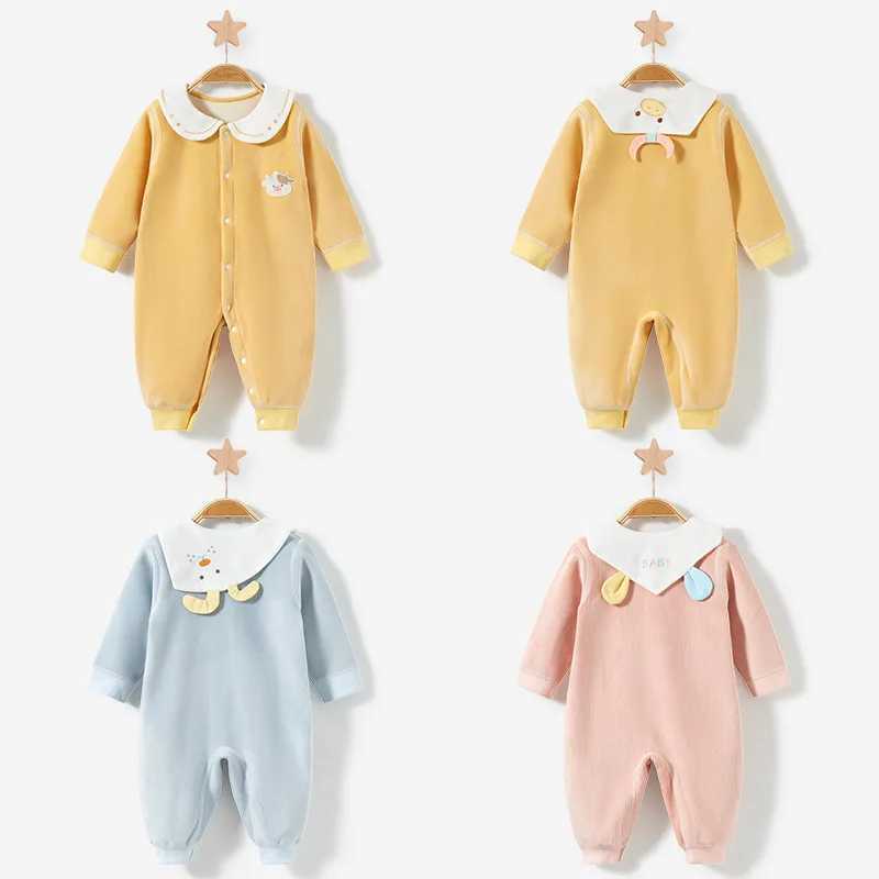 Baby Bodysuit Outgoing Warm and Plucked Mens and Womens Autumn Clothing Infant Romper Set Autumn and WinterXJ241025