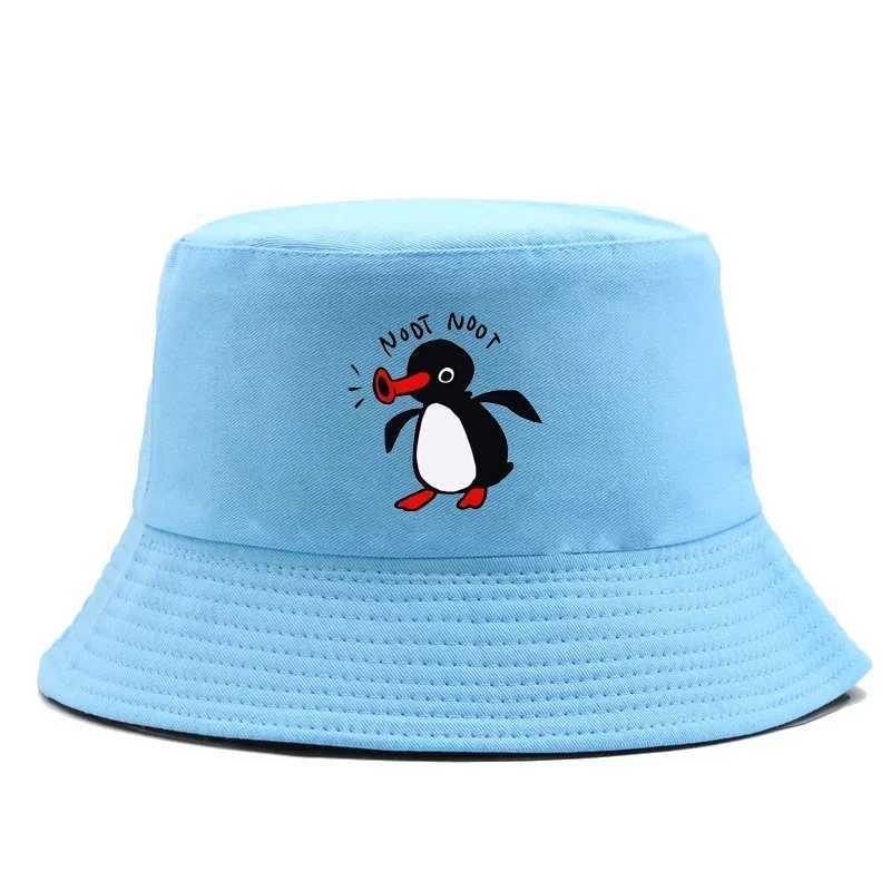 Summer Penguin Bucket Hat reversible Bob mens cotton travel beach fisherman hat outdoor sports pull up Bob Panama sun hat W241024