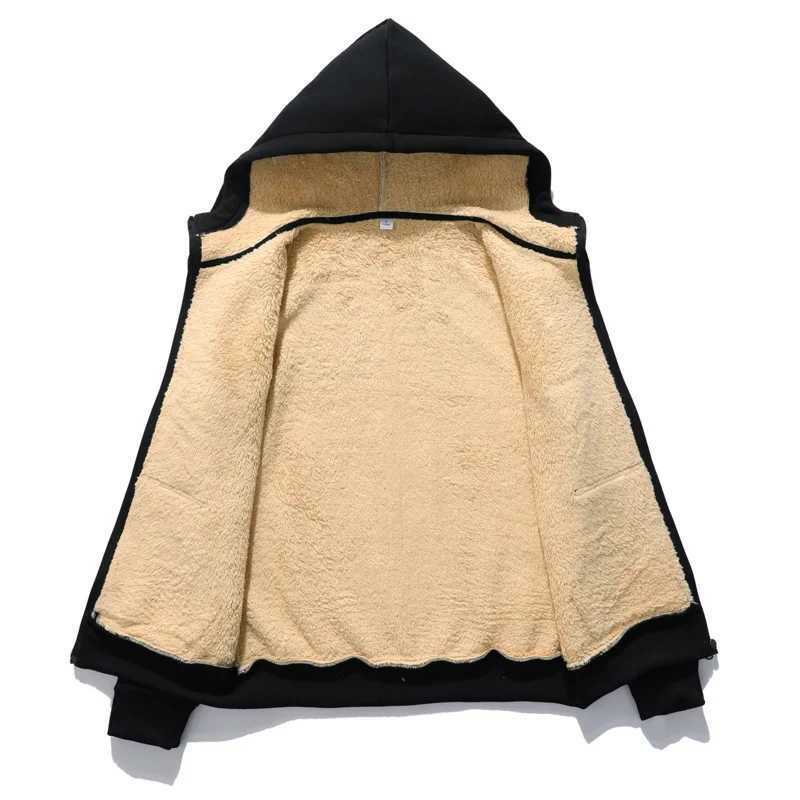 Winter thick zipper hooded sweatshirt mens Lambswool hooded jacket womens casual hot sweater T-shirt plus size jacket W241024