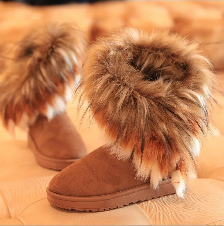 Shoes for Women Fur Boots Winter Warm Ankle Snow Round Toe Slip on Female ck Boot Ladies 241028
