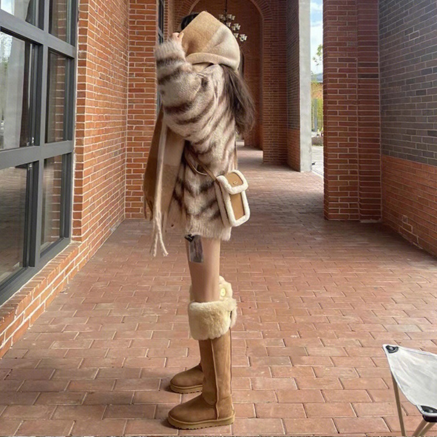 2024 Furry Snow Boots: Veet Cotton, Over-the-Knee Winter Warmth cfcf