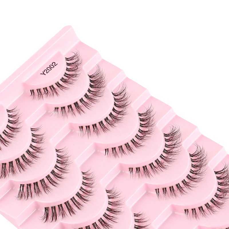 Natural short fake mink eyelashes 3/5/10 double extended eyelashes fake eyelashes 3D artificial curly soft fluffy eyelashesW241024