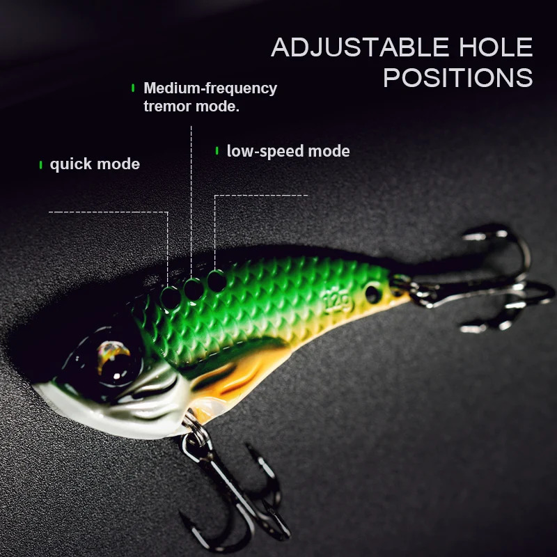 Wondersee 5PCS with Box VIB Spinner Spoon Bait Hard Lure Treble hooks Trolling Fishing Tackle Jigs Bass Sinking Wobbler Swimbait 241024