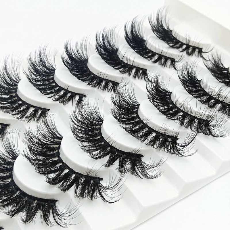 5/8 pairs of 25mm mint eyelashes 3D dramatic false eyelashes handmade fluffy eyelashes natural length 25mm eyelash extension makeupW241024