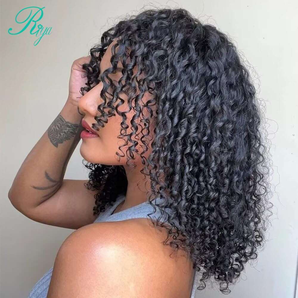 x Coily Curly Lace Closure Wear And Go Glueless Human Hair Wig With Hyperrealism Kinky Edges Frontal Pre Cut