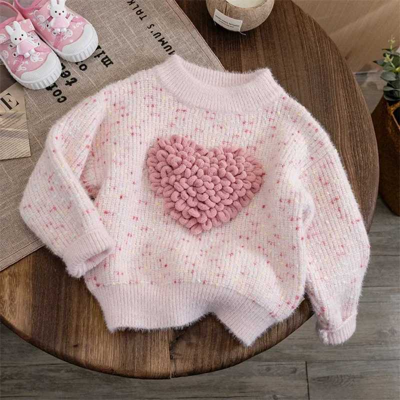 Girls Sweaters Autumn Childrens Winter Promotion 2023 Childrens Sweaters Love Knitted Preschool Shirt Warm Baby Top W241025