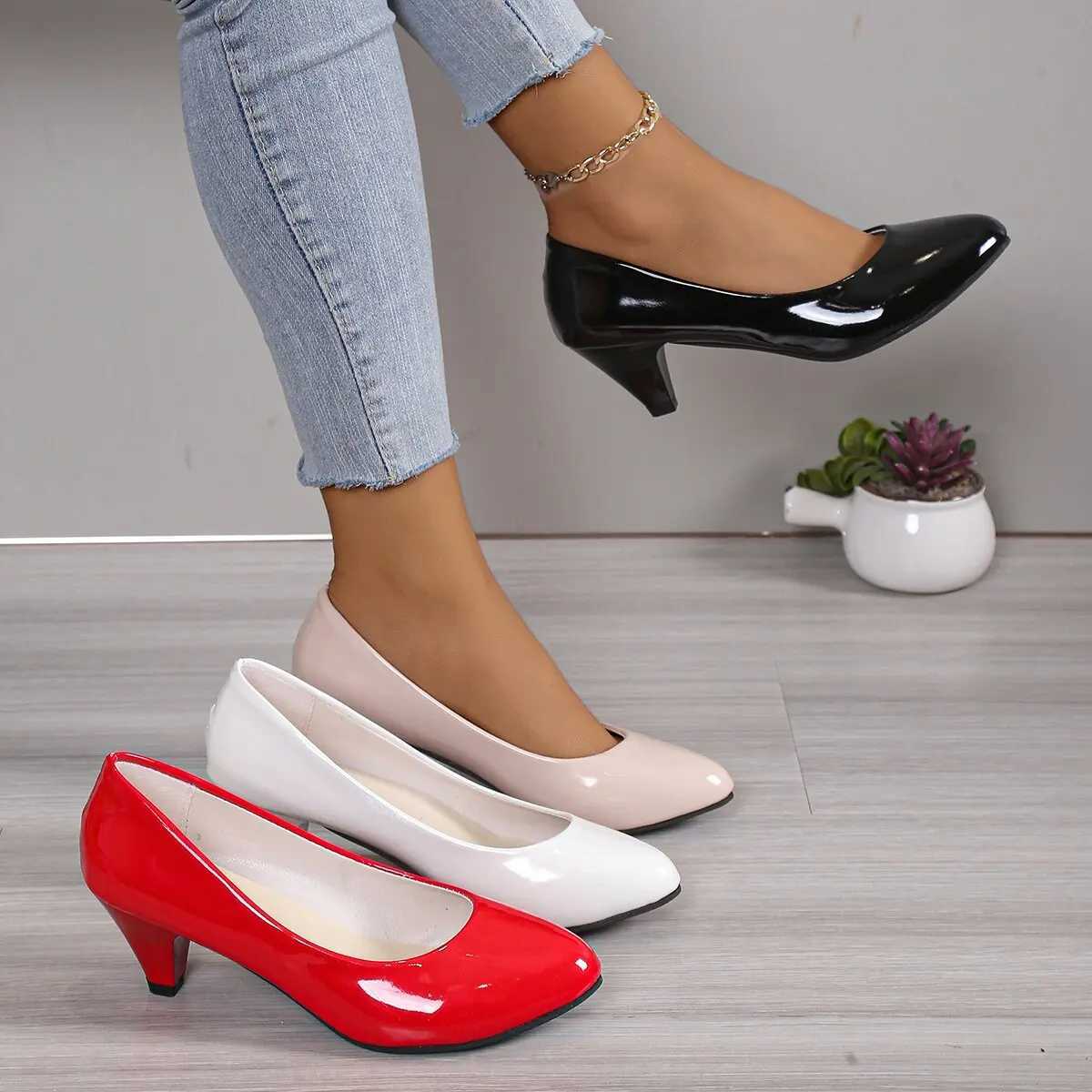 High Quality New Womens High Heels Nude Shallow Mouth Pump Fi Shoes Office Work Party Shoes Womens Wedding Shoes Solid Color High Heels T241024