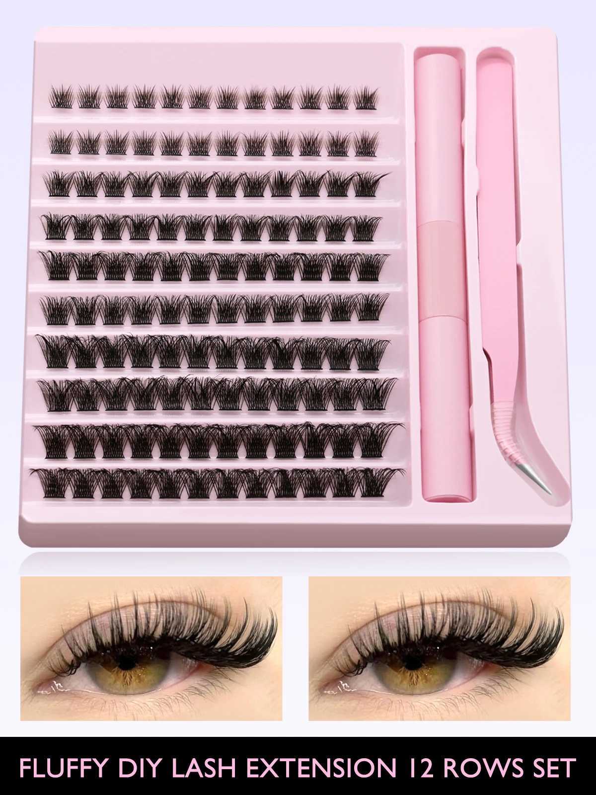 GROINNEYA eyelash cluster kit DIY eyelash extension kit eyelash bonding and sealing kit with waterproof and strong retentionW241024