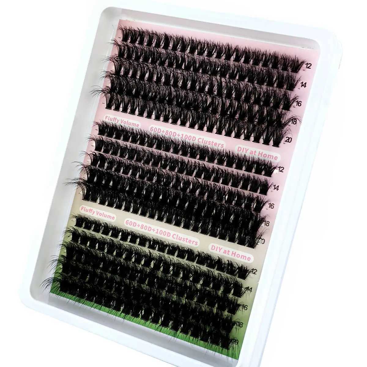 15 rows of fluffy eyelash clusters 60D+80D+100D natural thick eyelash clusters D/CC/DD curled personal eyelashes DIY eyelash extensionW241024