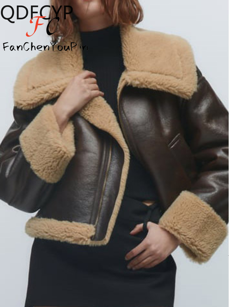 Womens Coats New Autumn Winter 2024 Casual Vintage Large Lapel Short Pockets Jacket Top Loose Lamb Wool Lazy Warm For Women