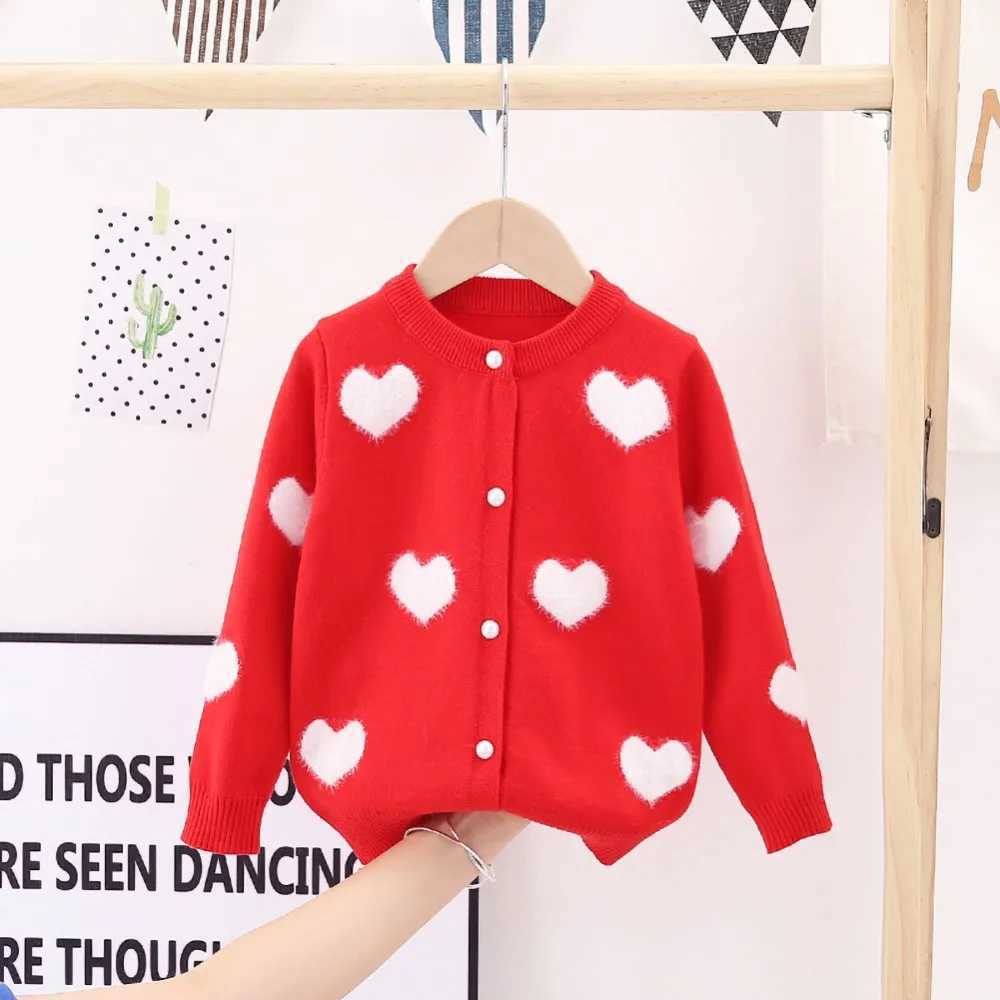 New 2024 Baby Girl Fashion Knitted Open Knitted Woolen Sweater Childrens Autumn Warm Embroidered Button Sweater Coat Cotton T-shirt W241025