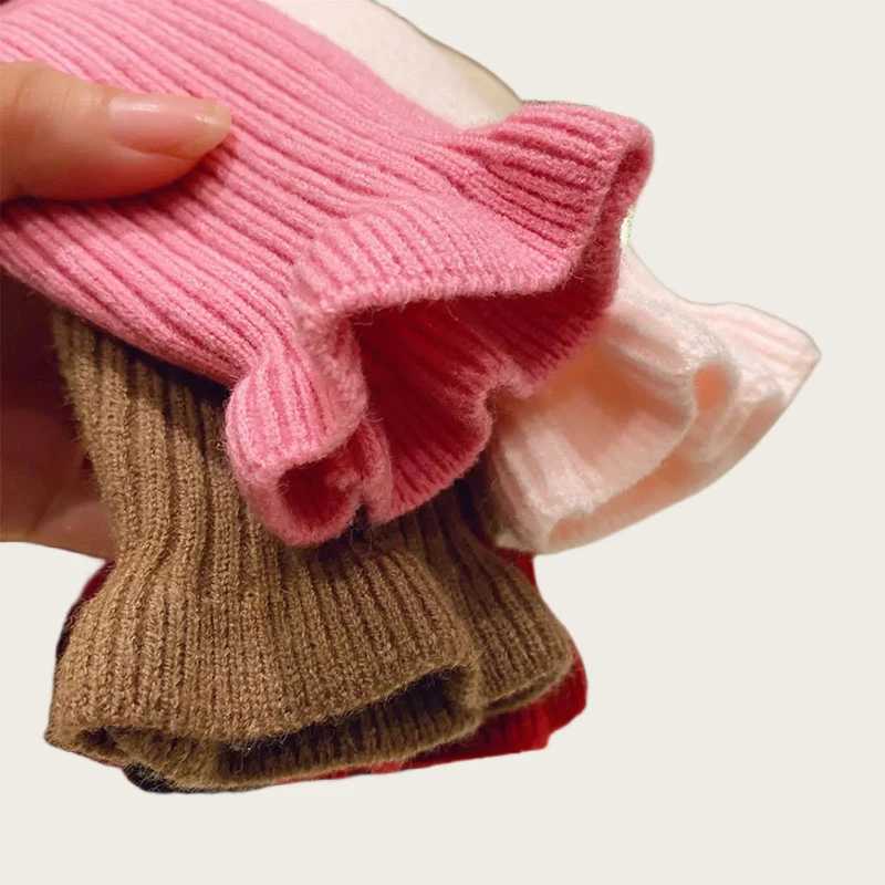 Childrens Sweater Bottom Top 1-6Y 2024 Autumn Solid High Elasticity Girls Knitted Floral Childrens Turtle Neck Sparkling Girls Sweater W241025