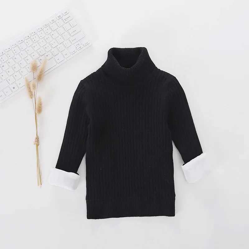 Autumn and winter turtle neck girl sweater made of pure cotton and thick velvet knitted cartoon warm for baby girls parachuting for children girls W24