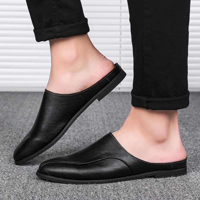 Men Dress Shoes Summer Mens Small Leather Shoes Fashion Casual Shoes One Step Lazy Half Slippers Dressing Slipper 241009