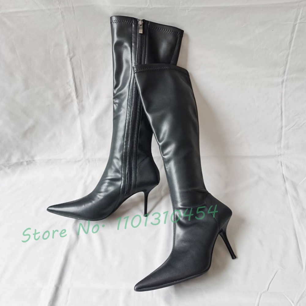 Super Pointy Knee Women New In Sexy Hot Waterproof Winter Pink Long Boots Outfit Cool High Heels Novelty Zipper Shoes