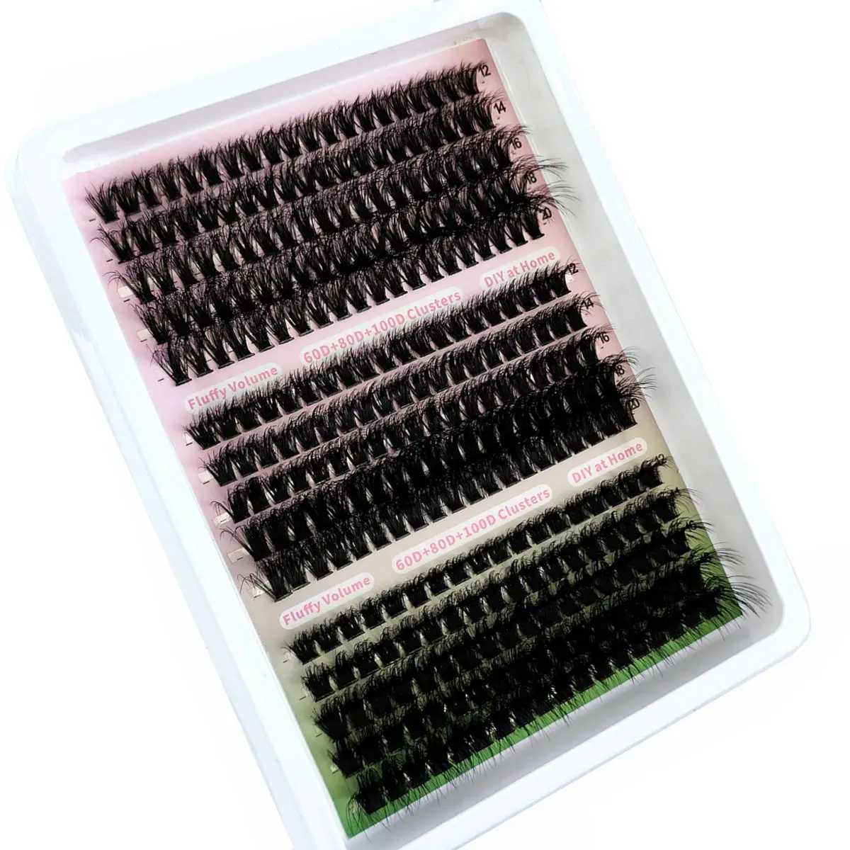 15 rows of fluffy eyelash clusters 60D+80D+100D natural thick eyelash clusters D/CC/DD curled personal eyelashes DIY eyelash extensionW241024