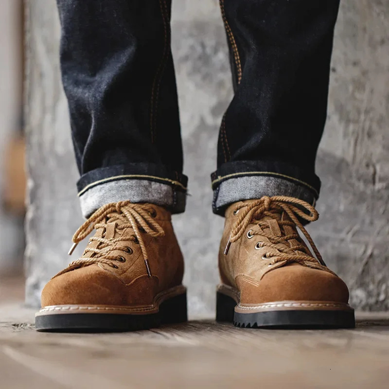 Maden high-quality genuine leather mens shoes spring and winter casual ankle boots outdoor work snow boots lace classic shoes 241024