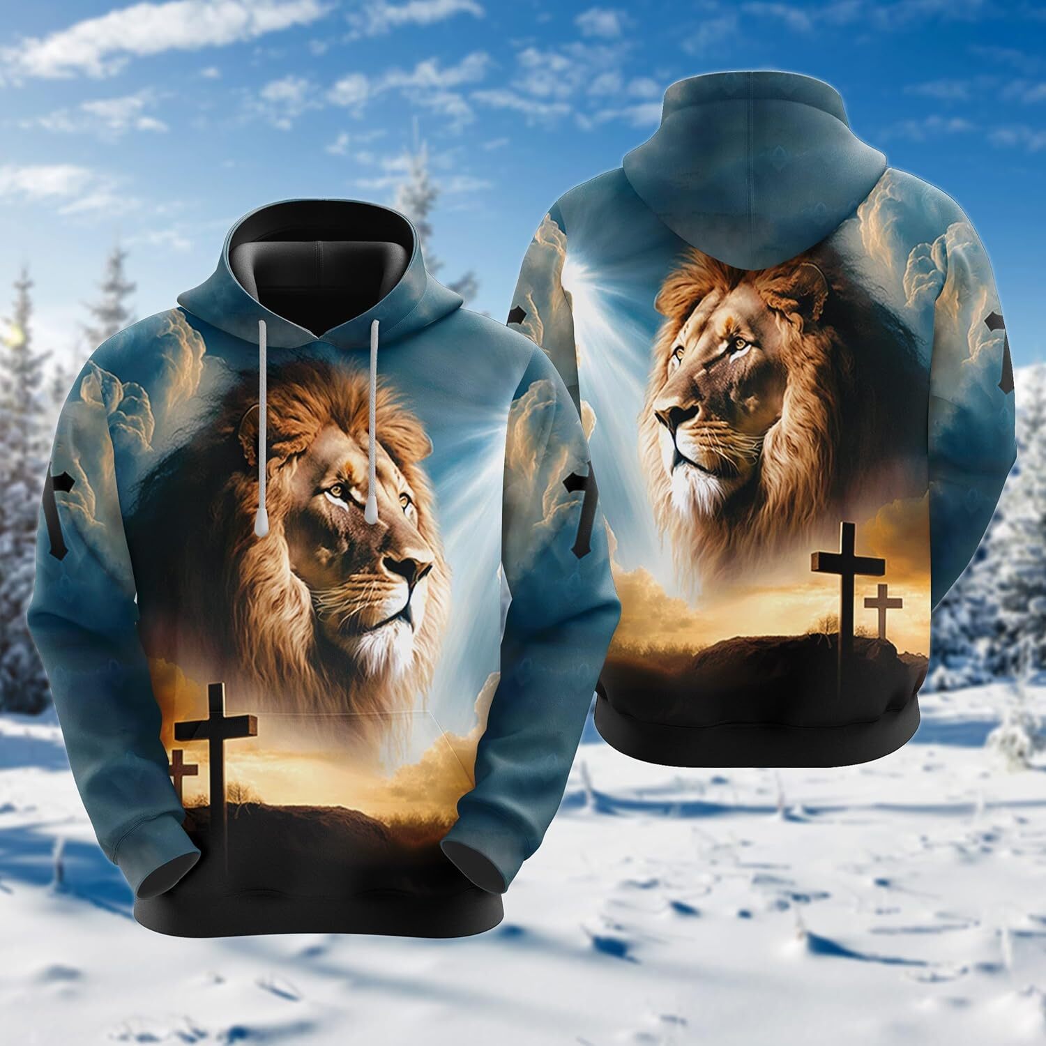 Hoodie for Mens Womens Unisex Hoodie 3D Printed Lion Face Christ Favor Pullover Hooded Sweatshirt Hoodies With Big Pockets All-in-one fashionHoodies s