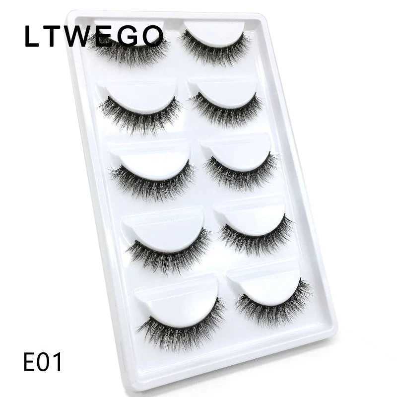 LTWEGO 5 pairs of fluffy artificial mint eyelashes natural long holiday eyelash extension hand rolled 3D eyelash makeupW241024