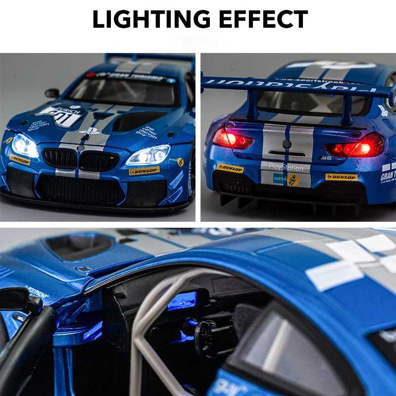 1 24 BMW M6 GT3 M4 BMW CSL racing wheel less highlight sports car model toy die-casting metal alloy miniature replica X241024