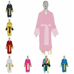 2024Sleepwears soft bathrobe for men women robes Flannel V-Neck long sleeve bath robe Long Thick Warm Winter hoodie Full Male Dressing Gown coates black white 566