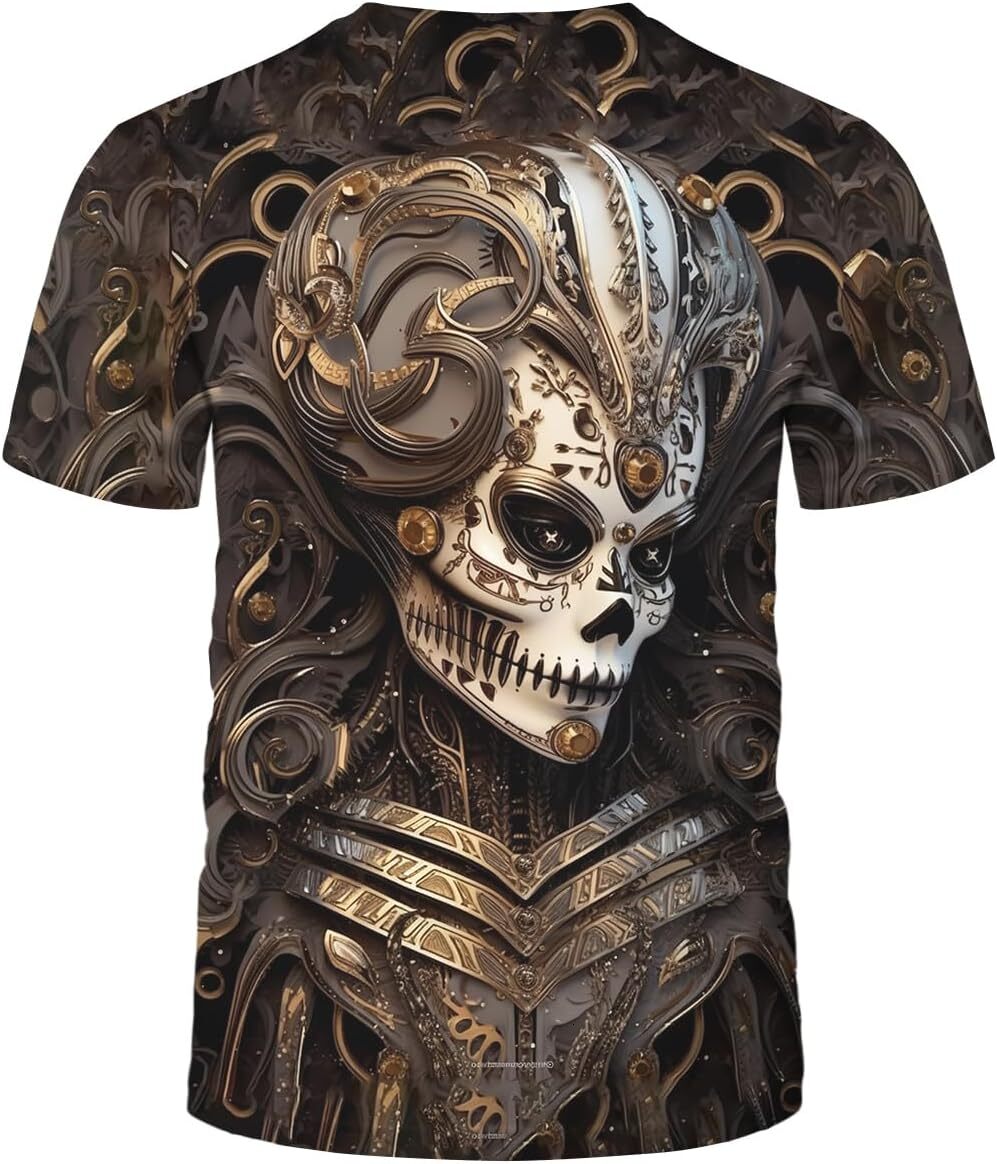 Mens T shirt Psychedelic Dark Skull T-Shirt Retro Skeleton Queen Shirt Tee tee Casual tops summer clothes Hip hop trend