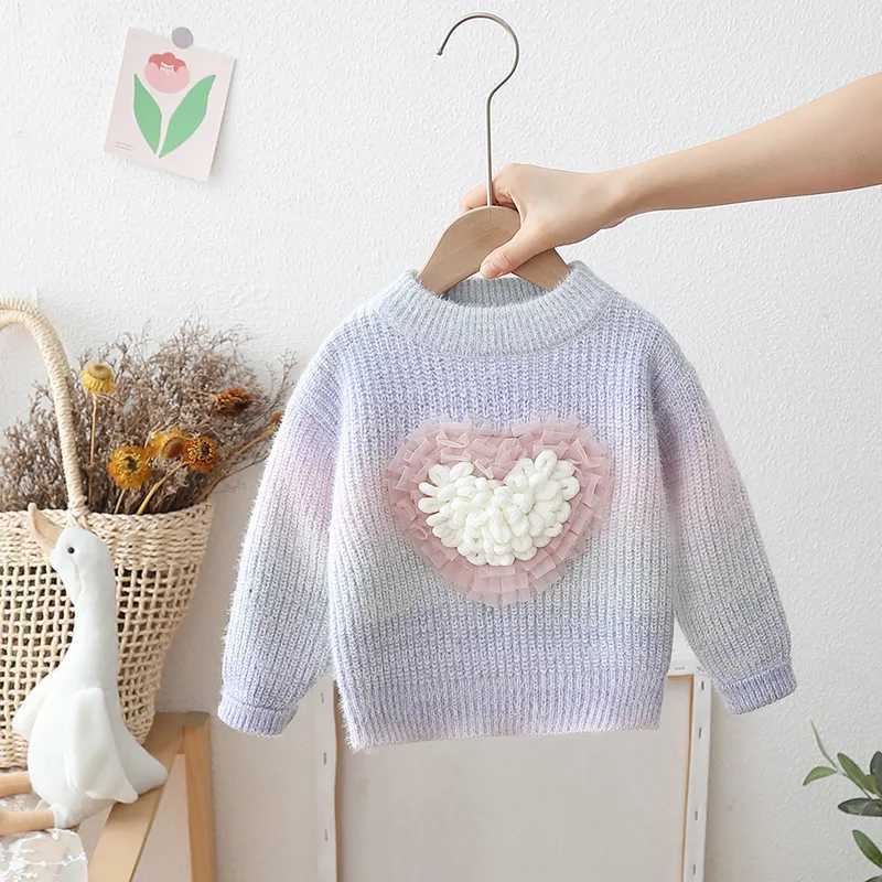 Autumn Winter Children Girls Sweaters Cotton Love Printed Baby Girls Bottom Thick Long Sleeve Children Girls Zipper W241025
